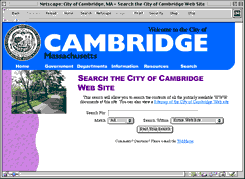 City of Cambridge Search page