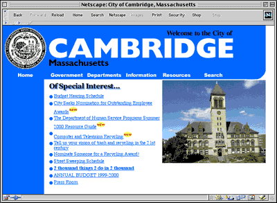 City of Cambridge new home page